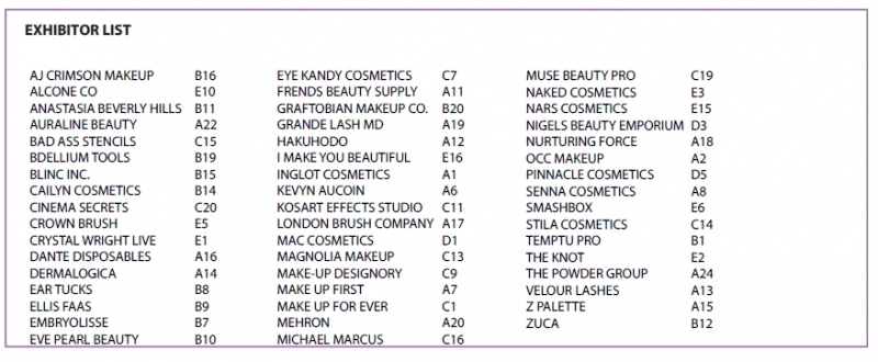 Makeup Show Chicago 2013 Exhibitor List