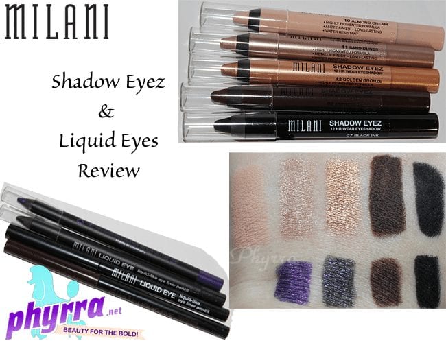 Milani Shadow Eyez and Liquid Eyes Pencils Review and Swatches