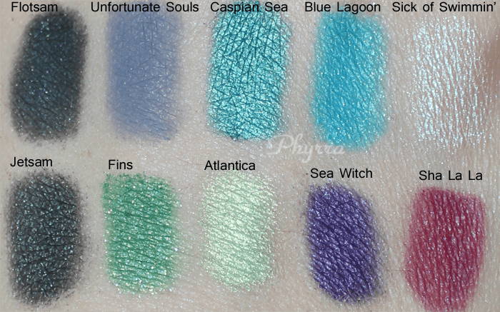 Sephora, Disney, Little Mermaid, Ariel, Flotsam, Jetsam, Unfortunate Souls, Fins, Atlantica, Caspian Sea, Sea Witch, Blue Lagoon, Sha La La, Sick of Swimmin', Swatches, Review 2