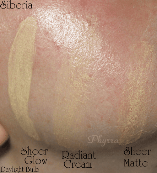 NARS Sheer Glow, Radiant Cream, Sheer Matte, Siberia, Swatched