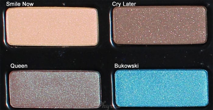 Kat Von D Smile Now, Cry Later, Queen, Bukowski Swatches, Review
