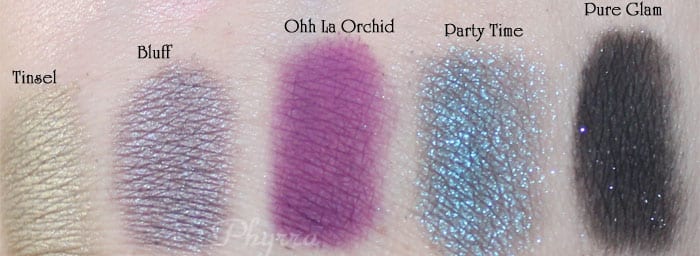 Too Faced, Tinsel, Bluff, Ohh, La Orchid, Party Time, Pure Glam, Swatches, Video, Review