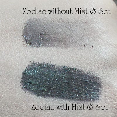Using Urban Decay Zodiac on its own and with e.l.f. Mist & Set