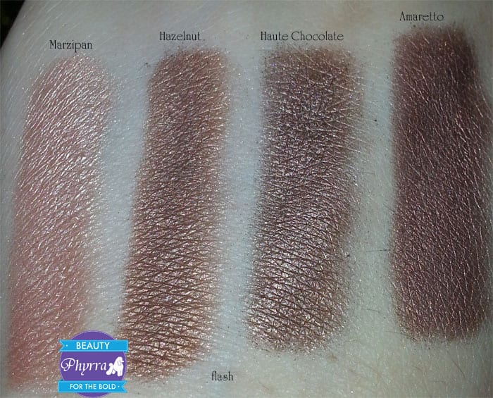 Too Faced Chocolate Bar Eye Palette Marzipan Hazelnut Haute Chocolate Amaretto Swatches review