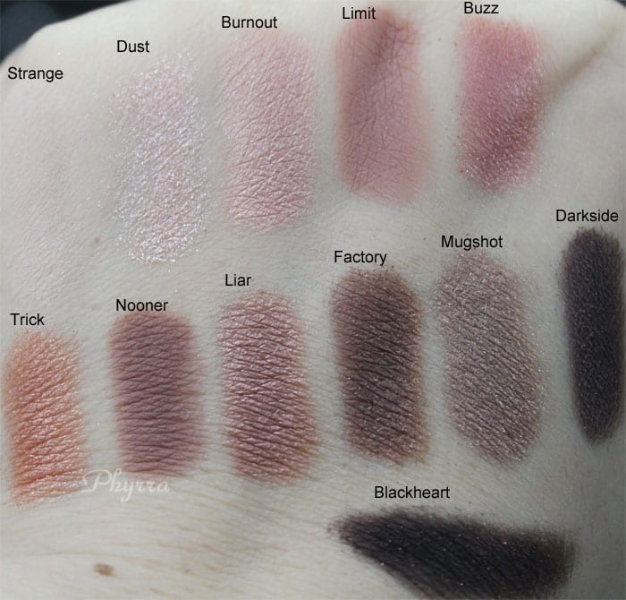 Urban Decay Naked 3 Strange Dust Burnout Limit Buzz Trick Nooner Liar Factory Mugshot Darkside Blackheart Swatches Review Video