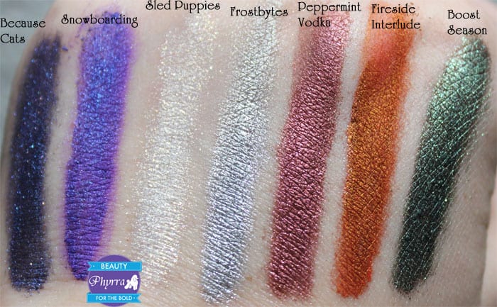 Fyrinnae Because Cats, Snowboarding, Sled Puppies, Frostbytes, Peppermint Vodka, Fireside Interlude, Boost Season, Swatches, Review, Video