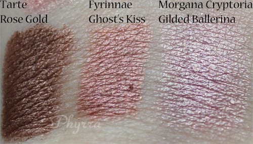 Tarte Rose Gold Fyrinnae Ghost's Kiss Morgana Cryptoria Gilded Ballerina Swatches Review