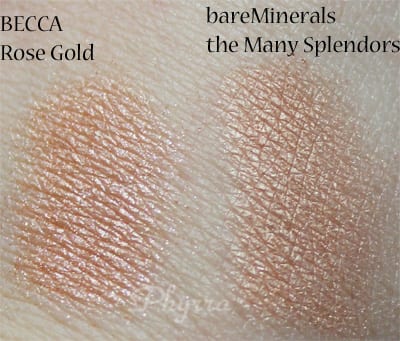 BECCA Rose Gold bareMinerals The Many Splendors Swatches Review