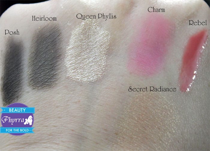 bareMinerals Simply Irresistible Queen Phyllis Heirloom Posh Midnight Charm Rebel Secret Radiance Swatches Video Review