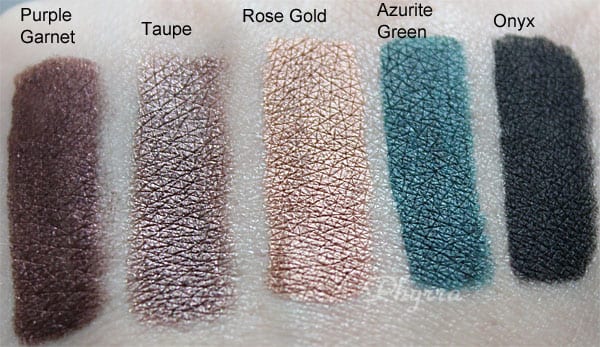 Tarte Purple Garnet, Taupe, Rose Gold, Azurite Green, Onyx, Swatches, Review