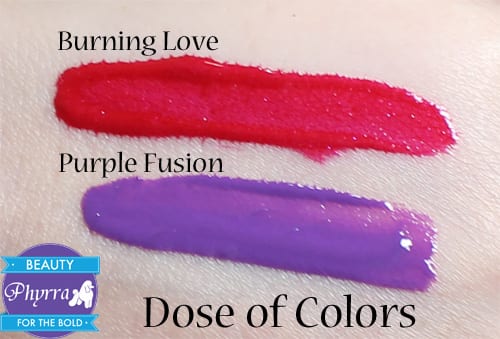 Dose of Colors Burning Love and Purple Fusion Glosses Review, Swatches, Video