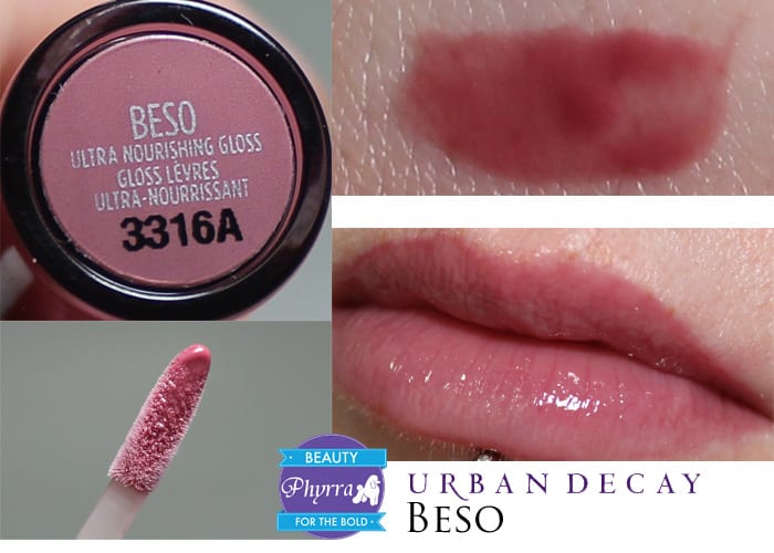 Urban Decay Naked Ultra Nourishing Lipgloss Beso Swatch Review