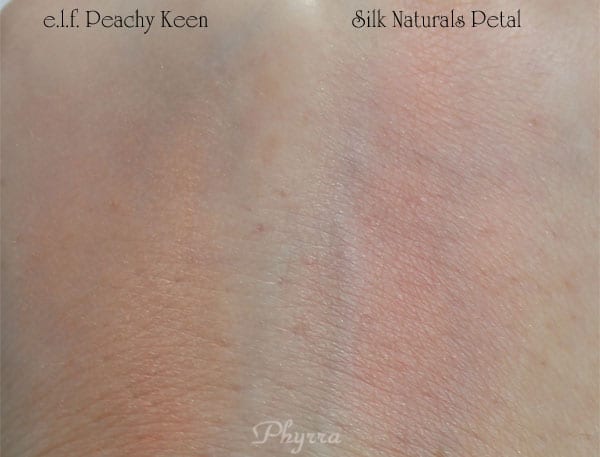 Silk Naturals Petal vs e.l.f. Peachy Keen