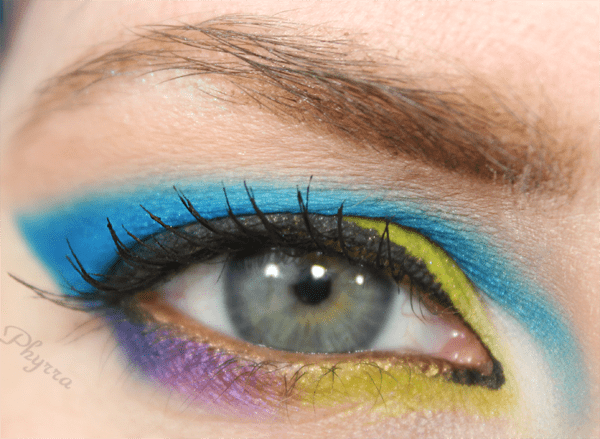 Turquoise Blue and Lime Green and Purple eyeshadow Tutorial