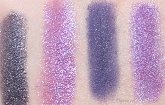 BFTE Love Potion #9, Colour Pop Dare, Pumpkin & Poppy Magic Carpet Ride, Femme Fatale Inner Madness Swatch