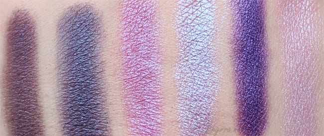 Urban Decay Freakshow, Frigid, Fishnet, Omen, Urban, Asphyxia Swatches