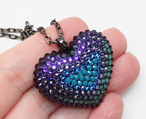 Bunny Paige Purple and Teal Mini Pavèd Heart Necklace