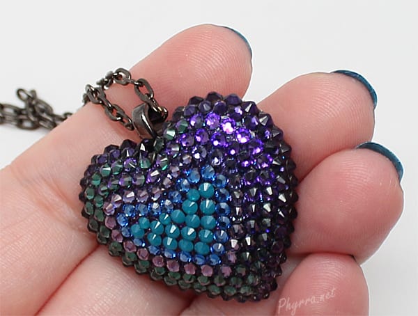 Bunny Paige Purple and Teal Mini Pavèd Heart Necklace