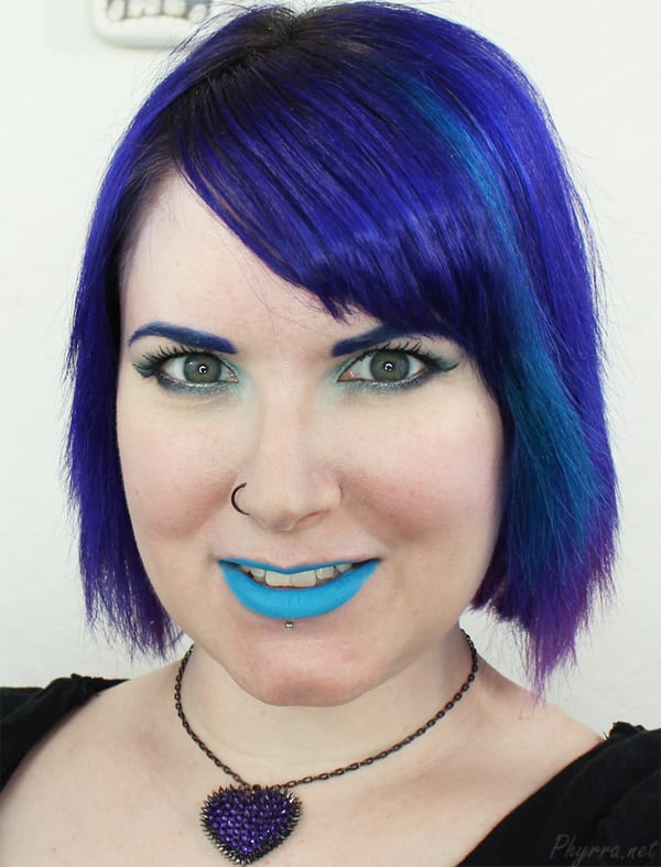 Wearing my Bunny Paige Spiked Heart Necklace and Pretty Zombie Cosmetics Blue Moon Lipstick