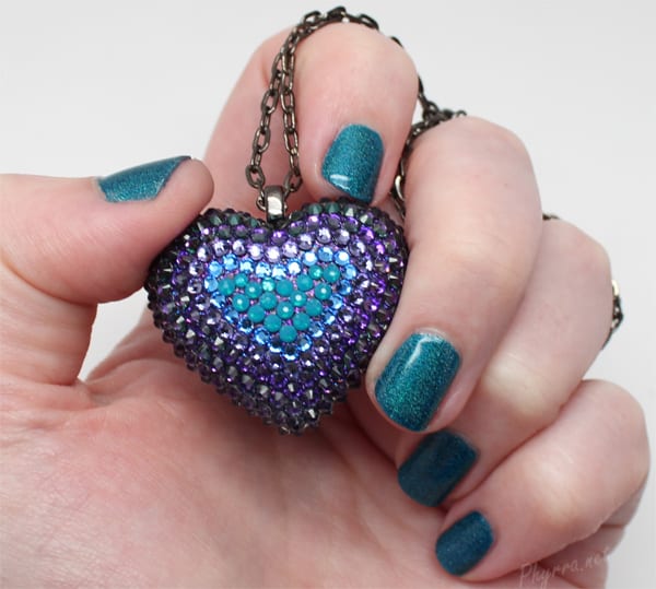 Bunny Paige Purple and Teal Mini Pavèd Heart Necklace with NCLA Teal the End