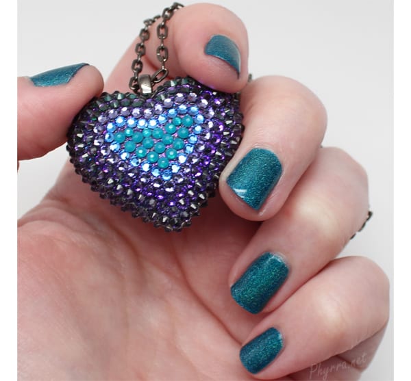 Bunny Paige Purple and Teal Mini Pavèd Heart Necklace with NCLA Teal the End