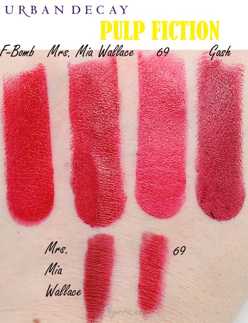 Urban Decay Pulp Fiction Mrs. Mia Wallace Lipstick Swatches Review Video
