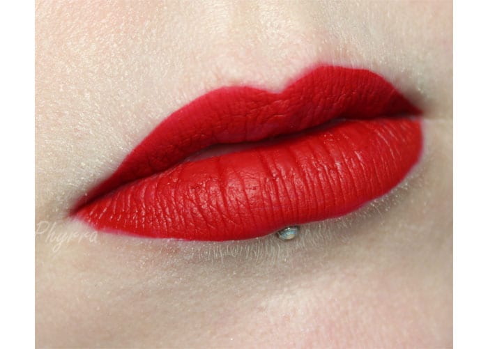 Wearing Jeffree Star Velour Liquid Lipstick in Redrum