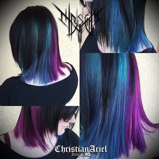 Purple and Teal Blue Hair