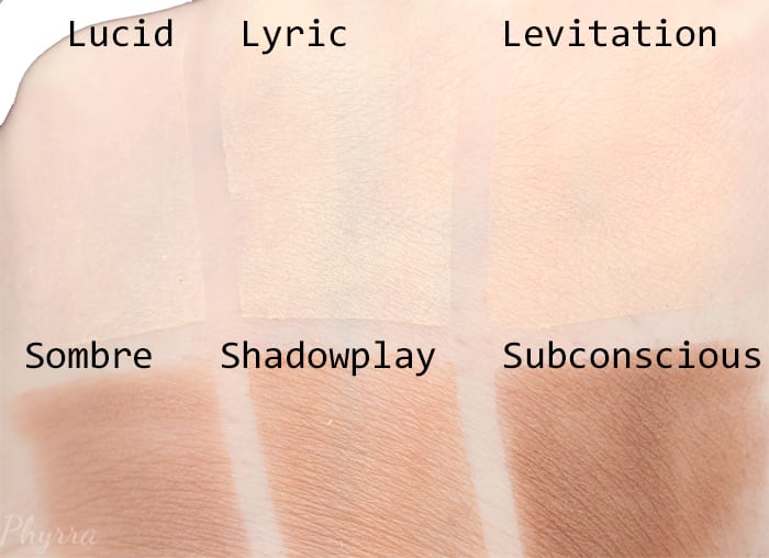 Kat Von D Shade + Light Contour Palette - Lucid, Lyric, Levitation, Sombre, Shadow Play, Subconscious swatches - Phyrra.net