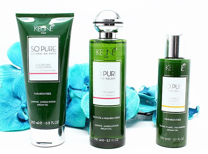 Keune So Pure Natural Balance Color Care Shampoo, So Pure Natural Balance Color Care Conditioner & So Pure Moisturizing Overnight Serum for Dry Hair