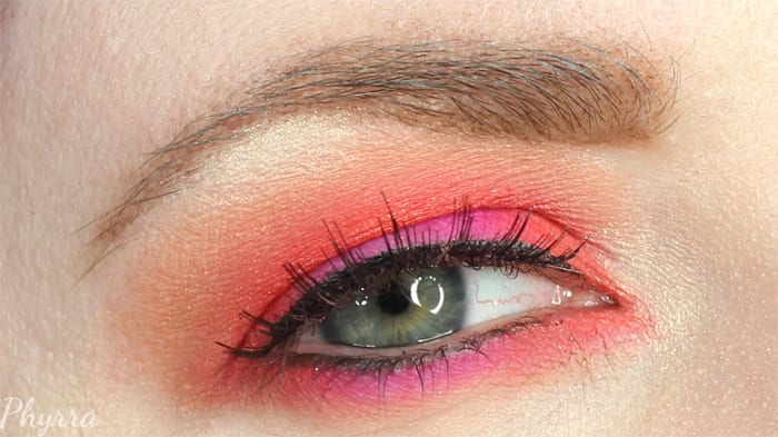 Best Eye Makeup Looks For 2021 : Pink & Orange Neon Eye Shadow Look