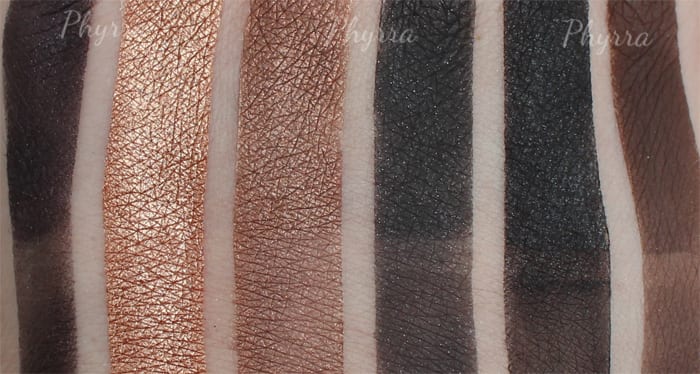 Silk Naturals Bare Necessities Smoky Swatches, Urban Decay Naked Smoky Dupes