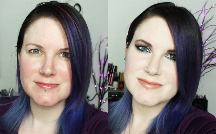 Before and After with Cover FX Liquid Foundation in N0