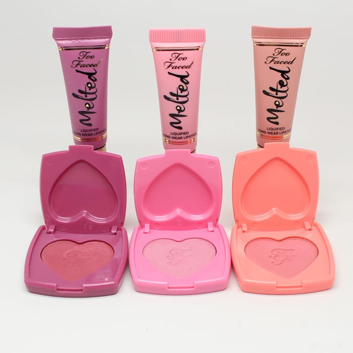 Too Faced Melted Kisses and Sweet Cheeks Set Review Swatches