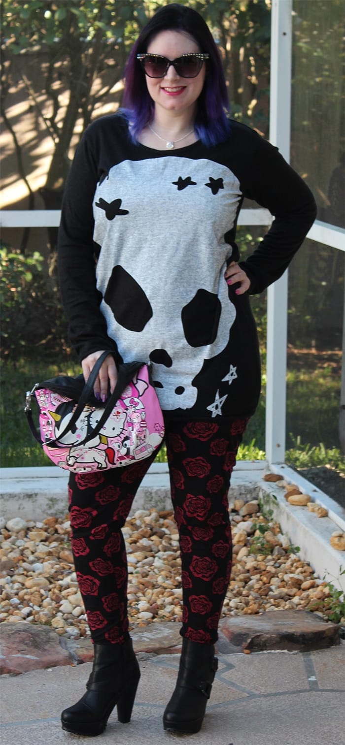 Skull and Roses Outfit - Edgy Alternative and Vegan Fashion