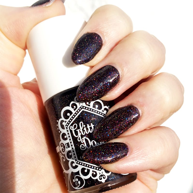 GlitterDaze Bellatrix nail polish on almond shaped nails