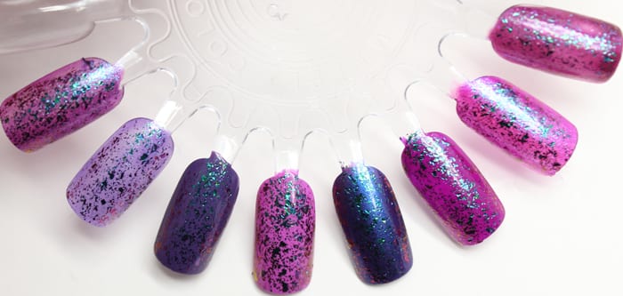 Potion Polish Unicorn layered on different polishes