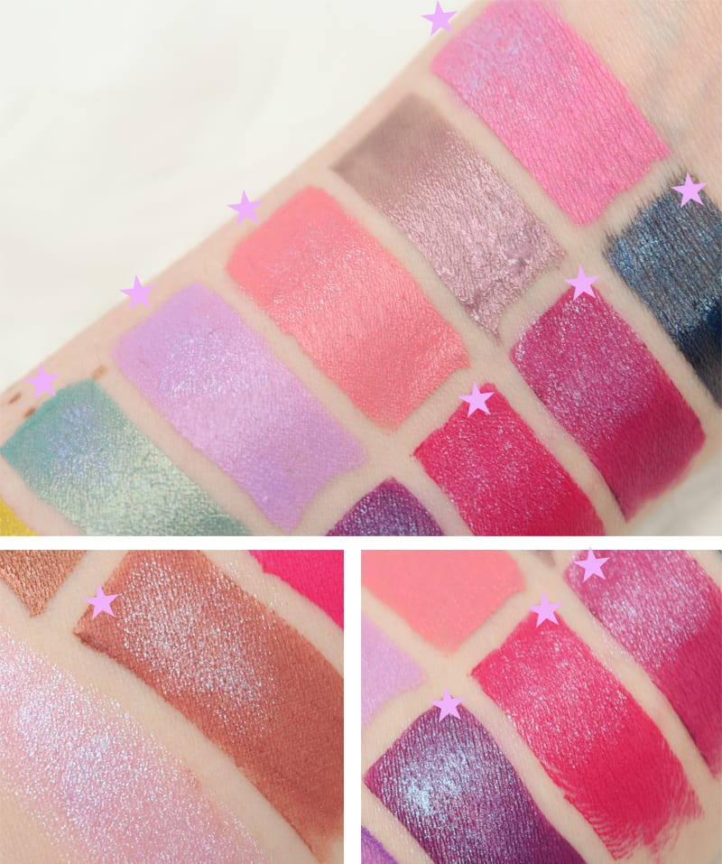 Spring Lipstick Swatches with Too Faced Unicorn Tears Layered on Top