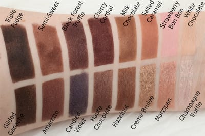 Too Faced Chocolate Palettes Comparisons - Original Chocolate Bar Palette Swatches