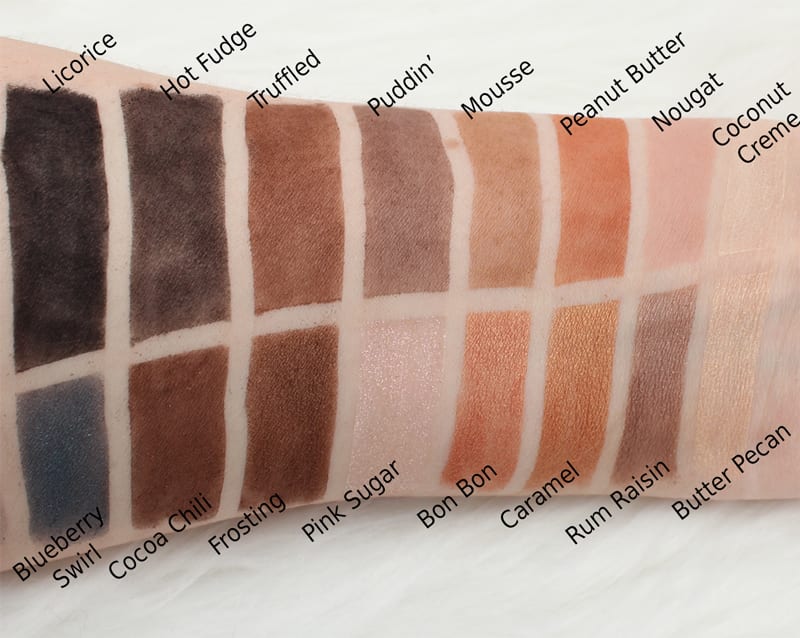 too faced chocolate bar palette swatches