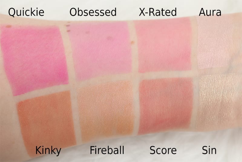 Urban Decay Afterglow Blush and Highlighter swatches