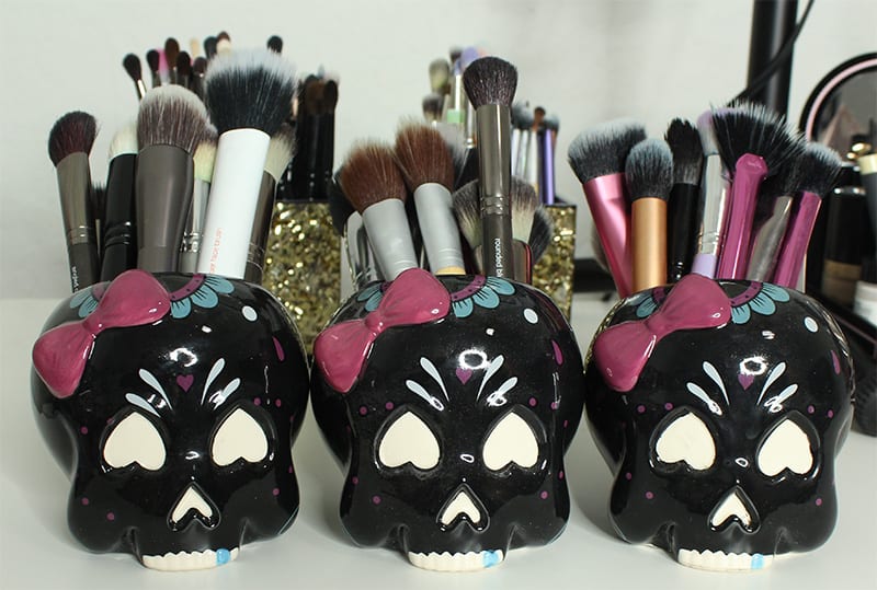 Sourpuss Sugar Skull Candy Dish Face Brush Holders