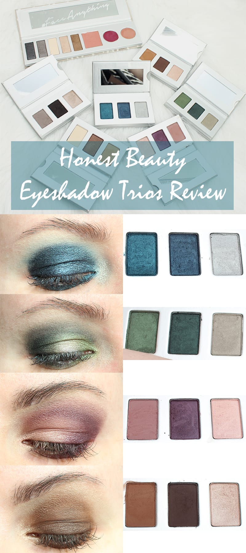 Honest Beauty Eyeshadow Trios Review Comparison Swatches Looks