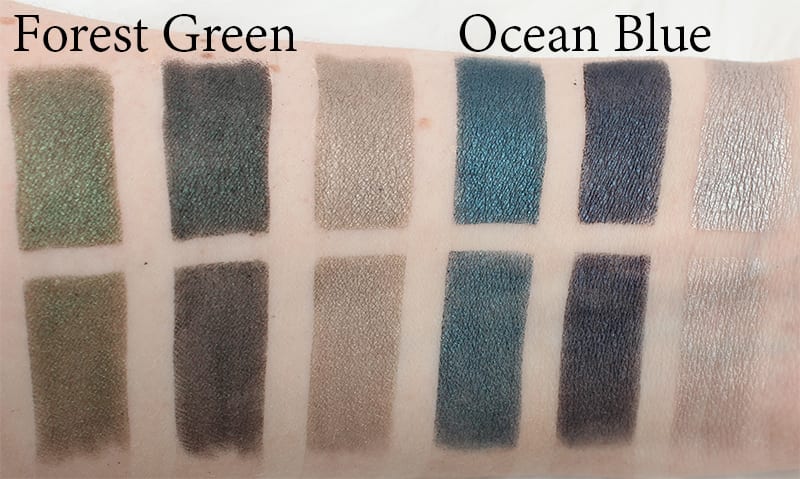 Honest Beauty Forest Green and Ocean Blue Comparison Swatches