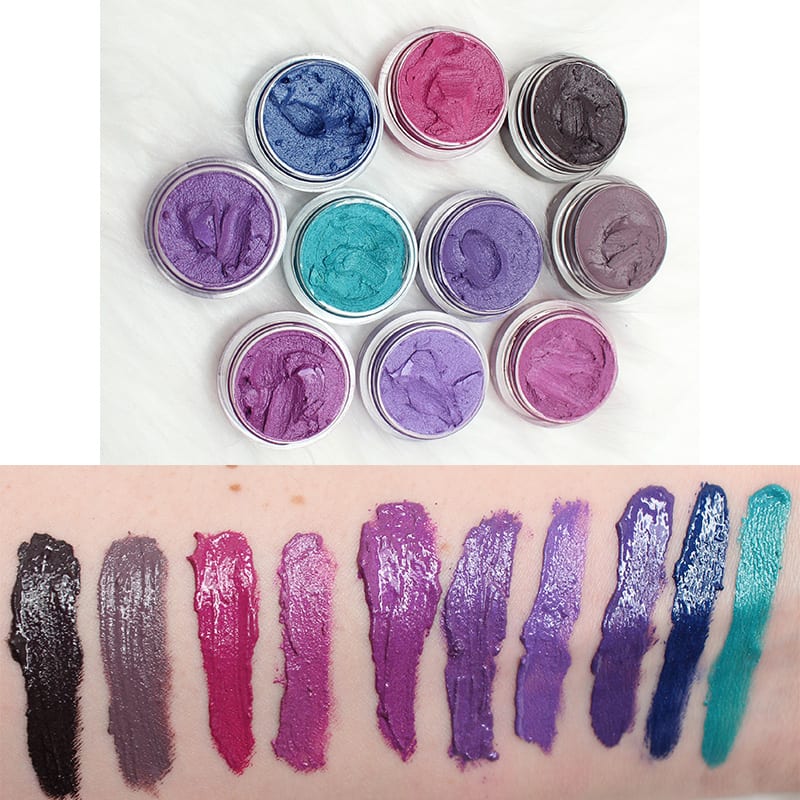 MBA Cosmetics Lipstick Swatches in Voodoo - Frozen Plum - Burlesque - Heliotrope - Grape Crush - Stargazer - Paranormal - Violet Riot - Indigo - Aquatic