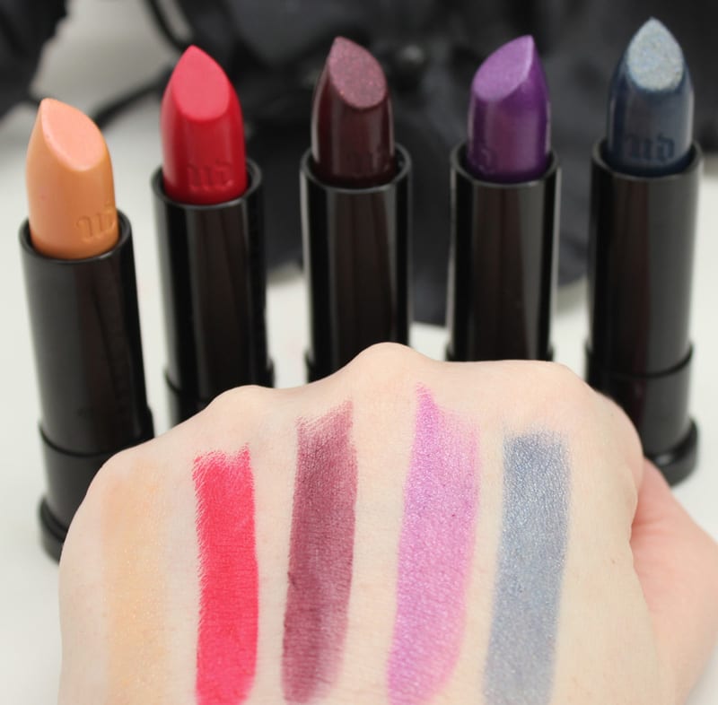 Urban Decay Alice Through the Looking Glass Lipsticks Swatches and Looks and Comparison