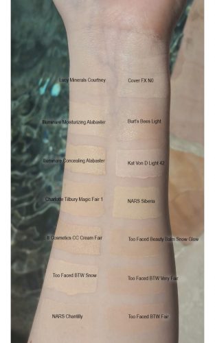 Cruelty Free Pale Foundation Swatches
