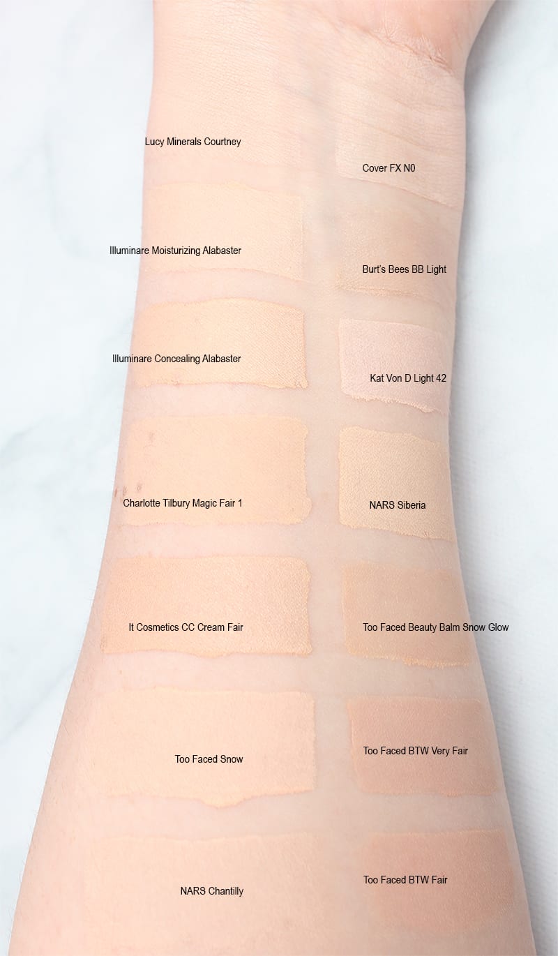 Cruelty Free Pale Foundation Swatches