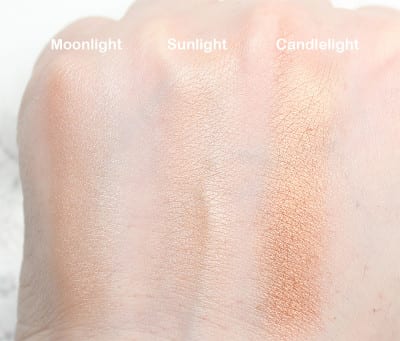 Cover FX Perfect Light Highlighting Powders swatched on Pale Skin