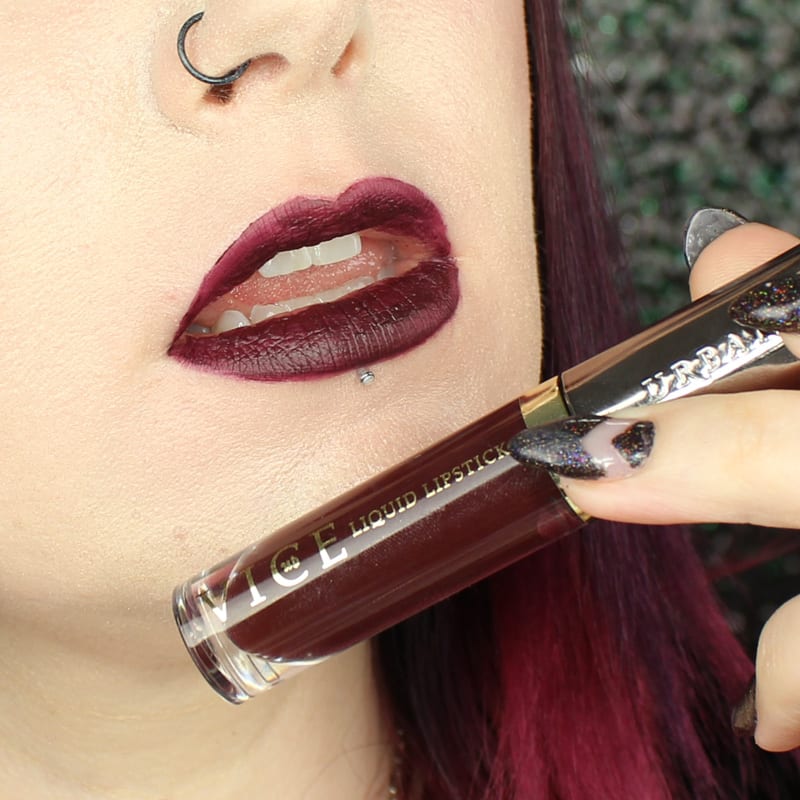 Urban Decay Vice Lipstick Blackmail swatch on pale skin
